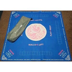 Blue & Pink Mahjong Learning Mat w/Gray Carrying Bag Anti-Slip Noise Reduction